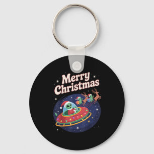 Grappig Alien Trio Merry Ugly Christmas Santa Hat Sleutelhanger