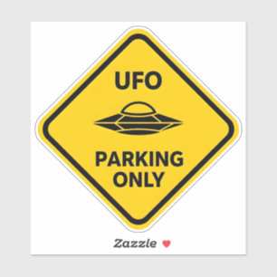 Grappig Alien UFO Parkeren Alleen Wegbord Sticker