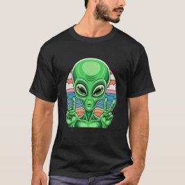 Grappig Alien Vredesteken Area 51 Ontwerp T-shirt