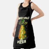Grappig Alienhoofd Eet Pizza UFO Buitenaards Wezen Schort (Insitu)