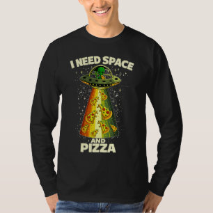 Grappig Alienhoofd Eet Pizza UFO Buitenaards Wezen T-shirt