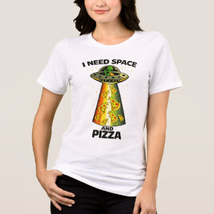 Grappig Alienhoofd Eet Pizza UFO Buitenaards Wezen Tri-Blend Shirt