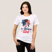 grappig ALL AMERICAN Girl Patriotic T-Shirt - 4e v (Voorkant volledig)