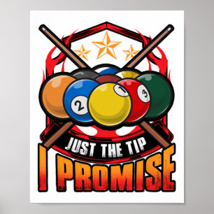 Grappig alleen de tip die ik beloof pool cue bilja poster