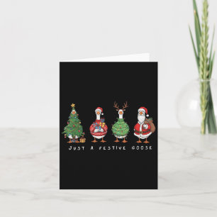 Grappig Alleen Een Feestelijke Gans Kerstman Rendi Kaart