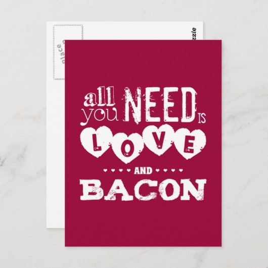 Grappig alles wat je nodig hebt is liefde en bacon briefkaart (Voorkant / Achterkant)
