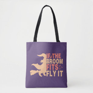 Grappig als de bezem past vlieg het Halloween Tote Bag