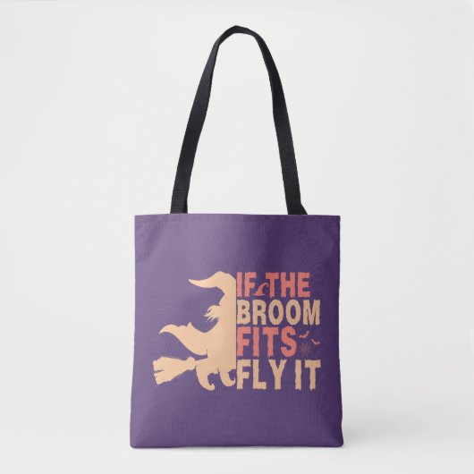 Grappig als de bezem past vlieg het Halloween Tote Bag (Voorkant)