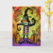 Grappig als de schoen past bij Halloween Witch-ins Kaart (Gele Bloem)