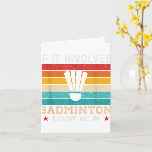 Grappig als het gaat om badminton, tel me in, retr kaart (Gele Bloem)