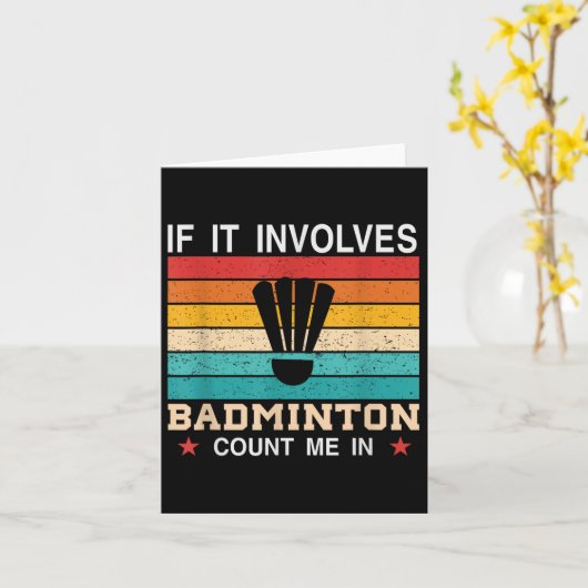 Grappig als het gaat om badminton, tel me in, retr kaart (Gele Bloem)