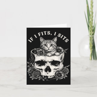 Grappig Als Het Past Zit Zwarte Kat met Schedel Me Kaart