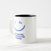 Grappig "Als ik lach, moet je rennen" citaat Tweekleurige Koffiemok (Voorkant links)