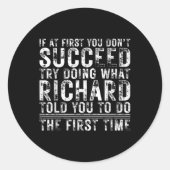 Grappig als je in eerste instantie niet slaagt voo ronde sticker (Voorkant)