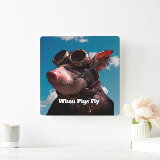 Grappig als varkens vliegen vierkante klok (Huis)