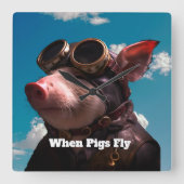 Grappig als varkens vliegen vierkante klok (Voorkant)