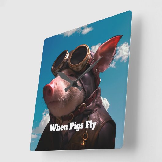 Grappig als varkens vliegen vierkante klok (Hoek)