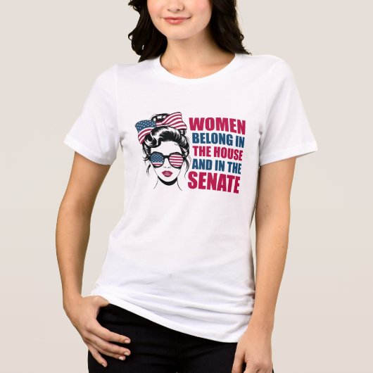 Grappig Amerikaans feministisch citaat Politieke v Tri-Blend Shirt (Voorkant)