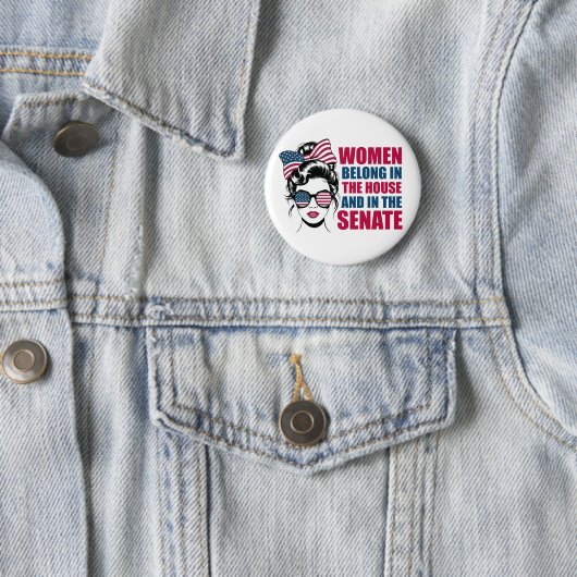 Grappig Amerikaans feministisch citaat Ronde Button 5,7 Cm (In situ)