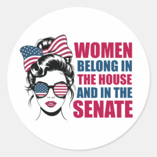 Grappig Amerikaans feministisch citaat Ronde Sticker