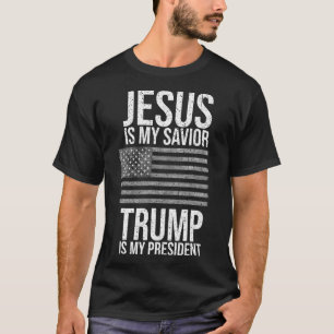 Grappig Amerikaans Jezus is mijn redder Trump mijn T-shirt