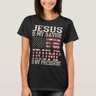 Grappig Amerikaans Jezus is mijn redder Trump mijn T-shirt