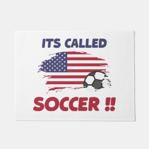 Grappig amerikaans vlaggetje heet SOCCER niet FOOT Deurmat