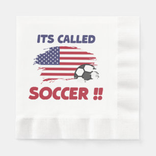 Grappig amerikaans vlaggetje heet SOCCER niet FOOT Servet