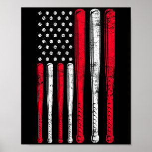 Grappig Amerikaanse Vlag Honkbal Team Premium T-sh Poster