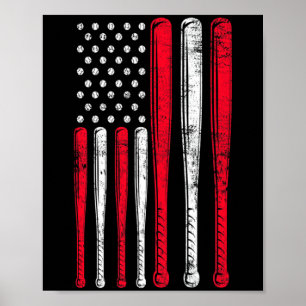 Grappig Amerikaanse Vlag Honkbal Team Premium T-sh Poster