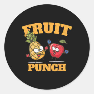 Grappig ananas appel boksen sap tropisch fruit ronde sticker