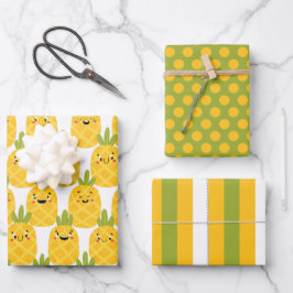 Grappig ananas inpakpapier set vel