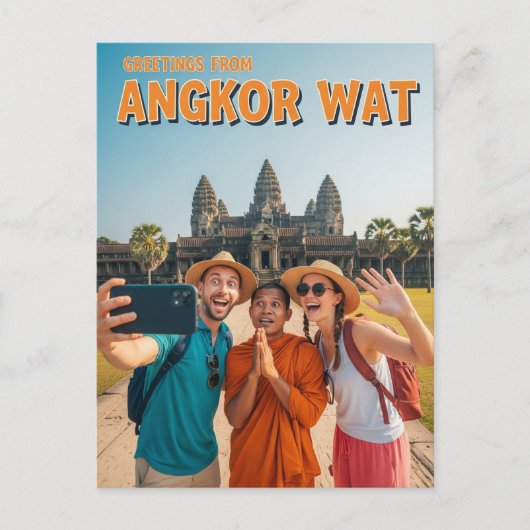 Grappig Angkor Wat Cambodja Briefkaart (Voorkant)
