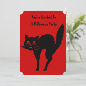 Grappig Angry Black Cat Design voor Halloween Kaart (Staand voorkant)