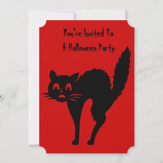 Grappig Angry Black Cat Party Uitnodiging voor Hal (Voorkant)