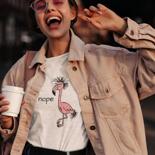 Grappig Angry Flamingo Doodle Art Tekening Roze T-shirt