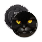 Grappig Angry Fluffy Black Perzische Kitty Cat Fac Button Flesopener (Voorkant)