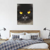 Grappig Angry Fluffy Black Perzische Kitty Cat Fac Canvas Afdruk (Insitu (Slaapkamer))