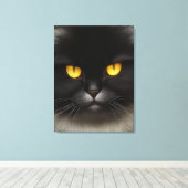 Grappig Angry Fluffy Black Perzische Kitty Cat Fac Canvas Afdruk (Insitu (Houten vloer))