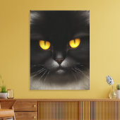 Grappig Angry Fluffy Black Perzische Kitty Cat Fac Canvas Afdruk (Insitu (Woonkamer))
