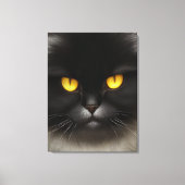 Grappig Angry Fluffy Black Perzische Kitty Cat Fac Canvas Afdruk (Voorkant)