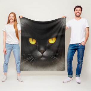 Grappig Angry Fluffy Black Perzische Kitty Cat Fac Fleece Deken
