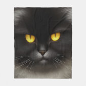 Grappig Angry Fluffy Black Perzische Kitty Cat Fac Fleece Deken (Voorkant)