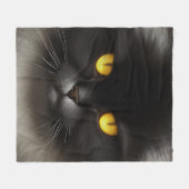 Grappig Angry Fluffy Black Perzische Kitty Cat Fac Fleece Deken (Voorkant (Horizontaal))