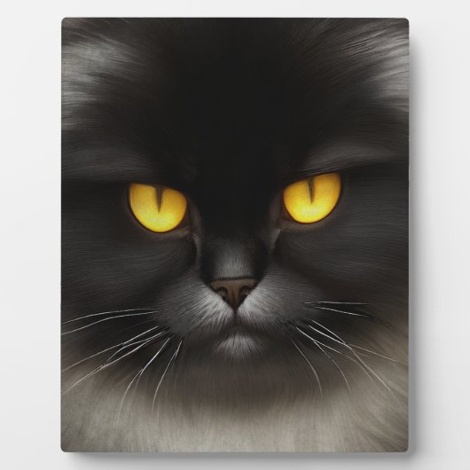 Grappig Angry Fluffy Black Perzische Kitty Cat Fac Fotoplaat (Voorkant)
