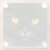 Grappig Angry Fluffy Black Perzische Kitty Cat Fac Glazen Onderzetter (Achterkant)