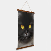 Grappig Angry Fluffy Black Perzische Kitty Cat Fac Hangend Wandkleed (Gebogen)