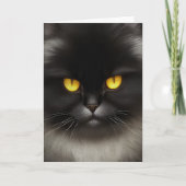 Grappig Angry Fluffy Black Perzische Kitty Cat Fac Kaart (Voorkant)
