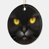 Grappig Angry Fluffy Black Perzische Kitty Cat Fac Keramisch Ornament (Links)