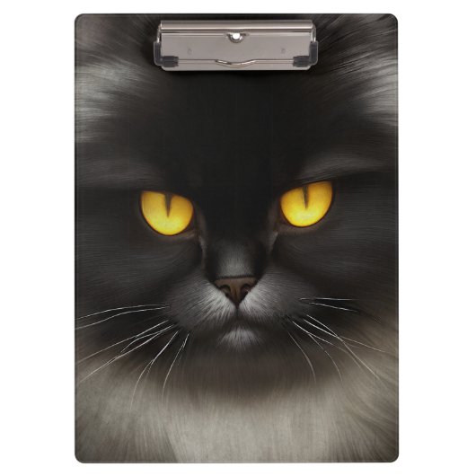 Grappig Angry Fluffy Black Perzische Kitty Cat Fac Klembord (Voorkant)